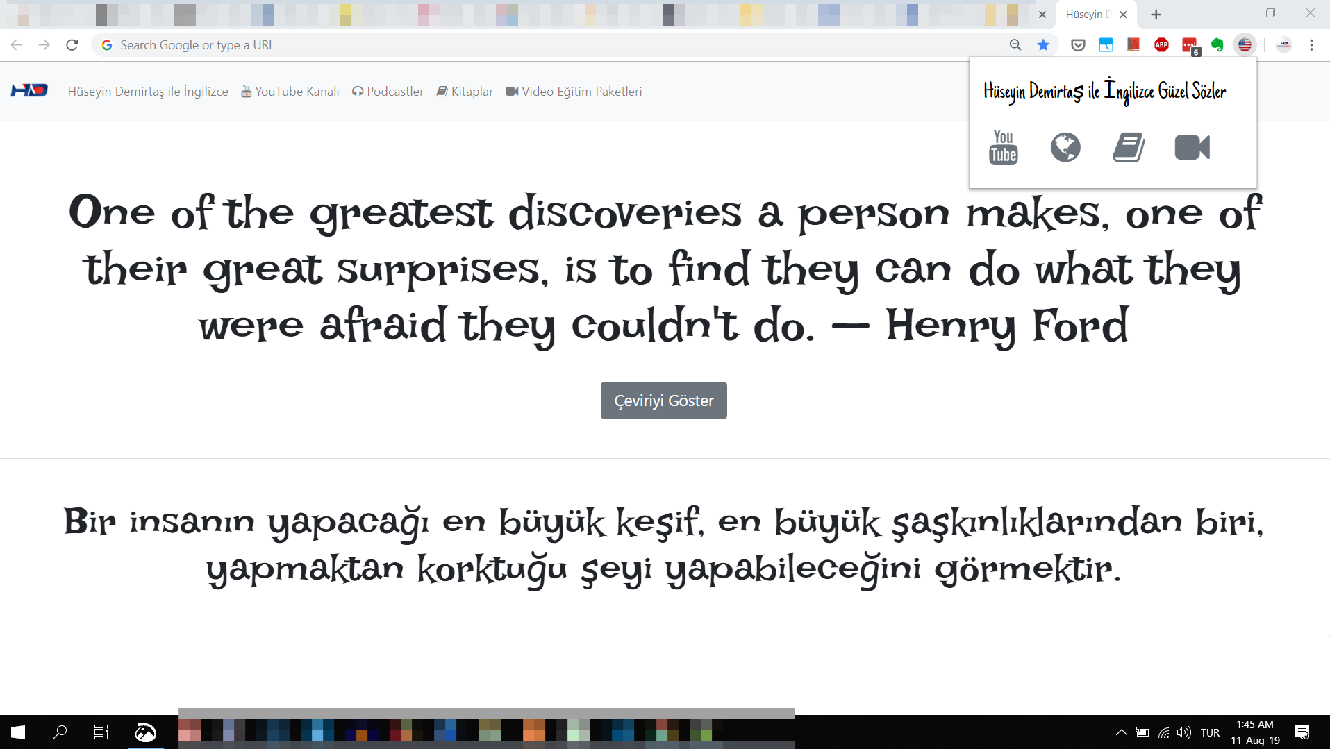 Chrome Eklentisi: Hüseyin Demirtaş ile İngilizce Güzel Sözler